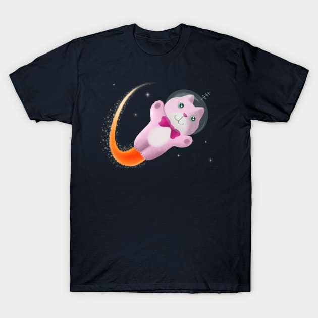 Captain Space Kitty T-Shirt by LittleBunnySunshine